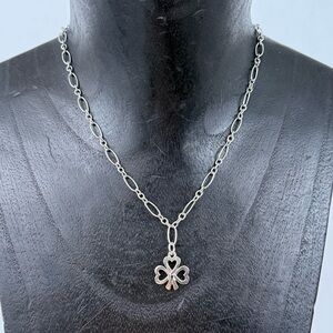 James Avery 925 Sterling Necklace Heart 3 Leaf Clover Shamrock Charm Pendant 16”